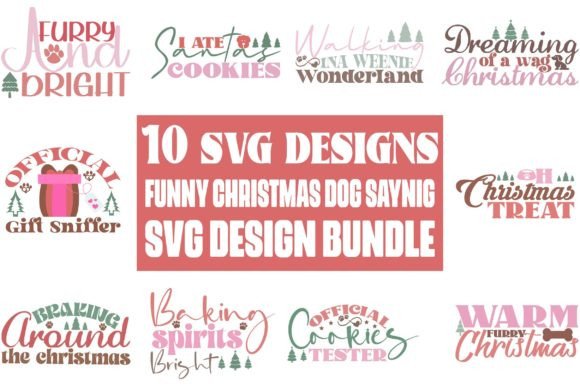 10 Christmas Dog SVG Designs Bundle