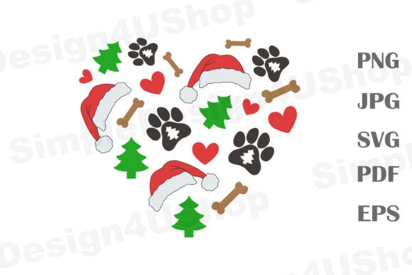 Christmas Dog SVG EPS Santa Paw Print