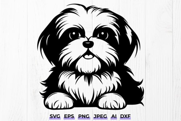 Cute Peeking Shih Tzu Dog Svg