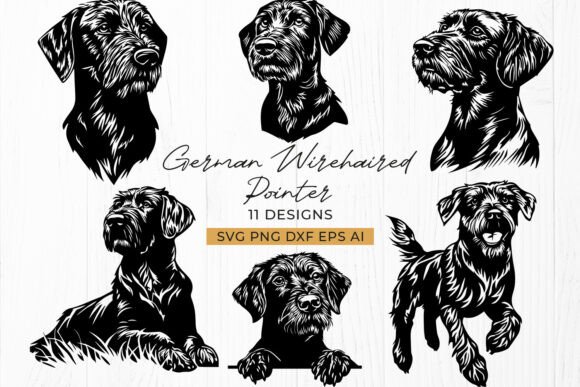 German Wirehaired Pointer Dog SVG Bundle