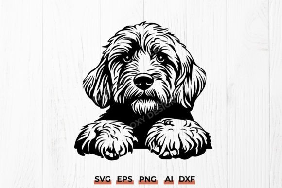 Goldendoodle Peeking Dog SVG Cut File