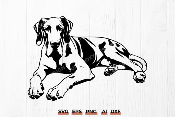 Lying Down Great Dane Dog SVG