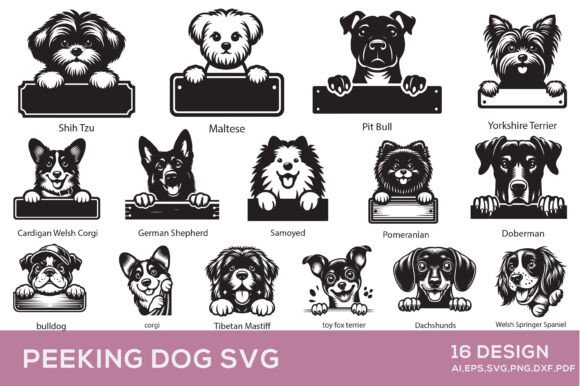 Peeking Dog SVG for Embroidery