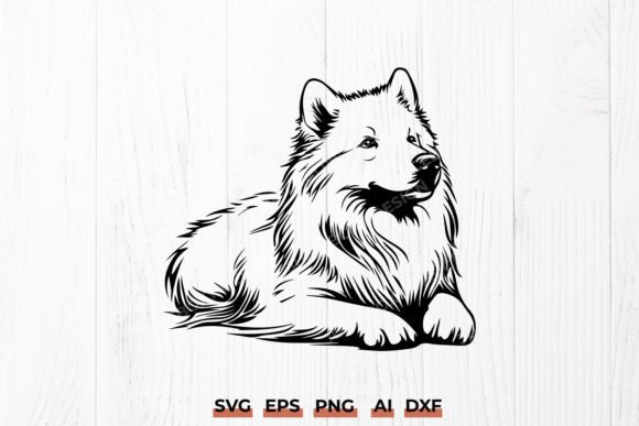 Relaxed Samoyed Dog SVG DXF Cute Animal