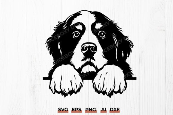 Saint Bernard Peeking Dog SVG Design