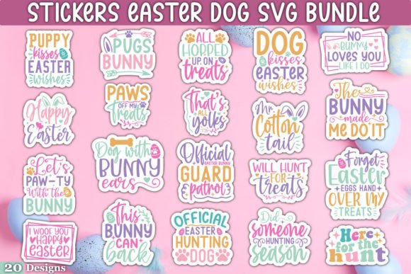 Stickers Easter Dog SVG Bundle